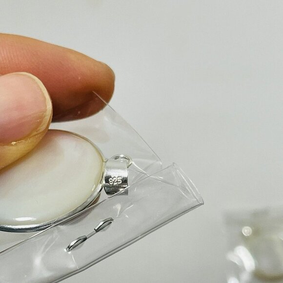 White Pearl Pendant 925 Silver Shell Solid Round Big Statement Nature Hippie Art - Picture 7 of 9